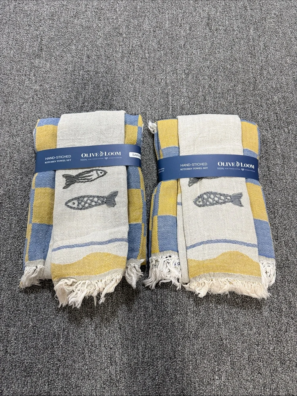 Olive & Loom SARDINE HAND-STITCHED TEA TOWEL SET